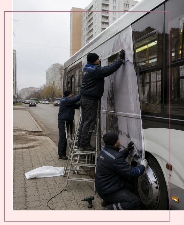 Изготовление и монтаж рекламы на автобусах в Кушве